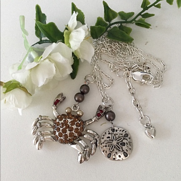 Cancer Crab Double Chain Sand Dollar Necklace - Picture 8 of 9